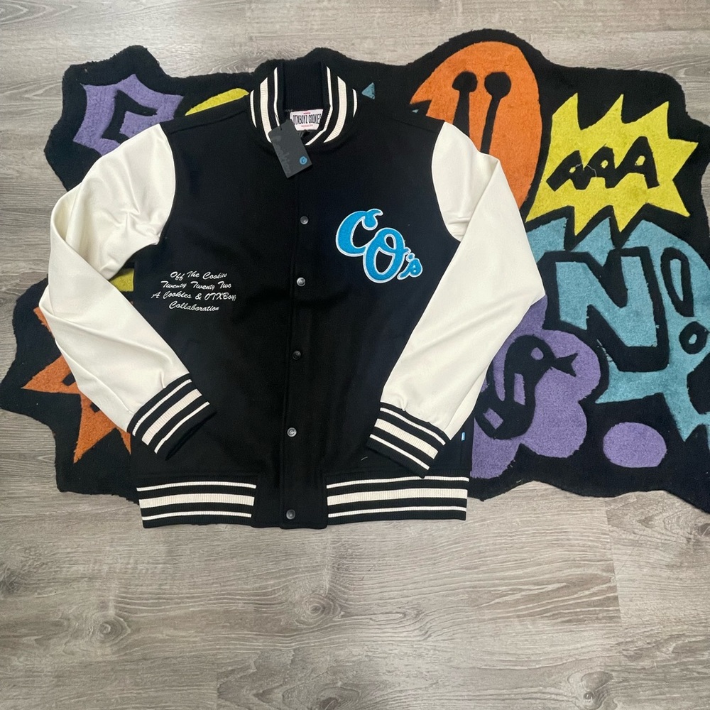 Cookies Brand black /blue letterman jacket size Large